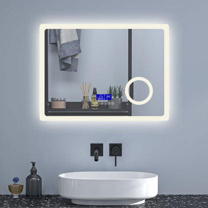 SKY bathroom Bluetooth Speaker Anti Fog 3x Magnifying 6000K Cool White Light + 2700K Warm Lights LED Bathroom Mirrors
