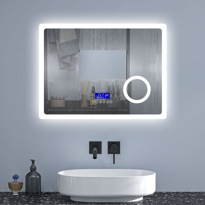 SKY bathroom Bluetooth Speaker Anti Fog 3x Magnifying 6000K Cool White Light + 2700K Warm Lights LED Bathroom Mirrors