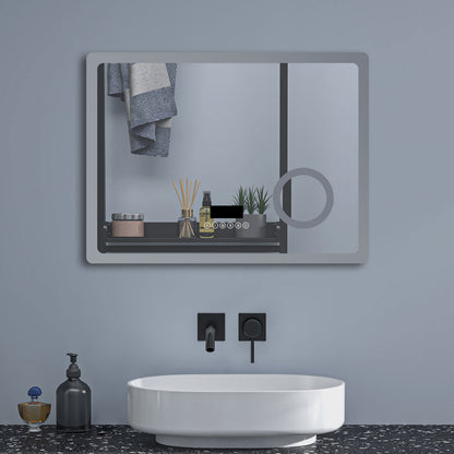 SKY bathroom Bluetooth Speaker Anti Fog 3x Magnifying 6000K Cool White Light + 2700K Warm Lights LED Bathroom Mirrors