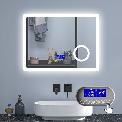 SKY bathroom Bluetooth Speaker Anti Fog 3x Magnifying 6000K Cool White Light + 2700K Warm Lights LED Bathroom Mirrors