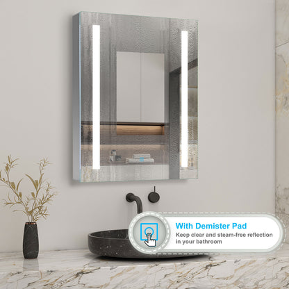 LED Bathroom Mirror Cabinet Storage Cupboard with Light, Shaver Socket, Demister Pad, Touch Switch