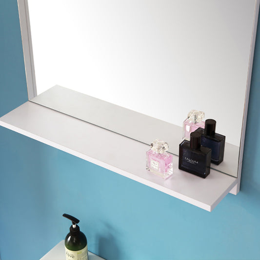 White Bathroom Mirror with Shelf, Wall Mounted Bathroom Mirrors, Hanging Mirror