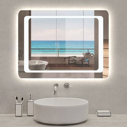 Bathroom Mirror with LED Lights, Anti Fog Touch Switch Vanity Wall Mounted Vertical or Horizontal