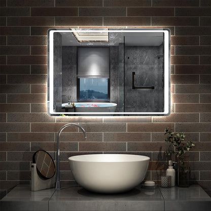 Bathroom Mirror with LED Lights, IR Motion Sensor Switch, Wall Mounted