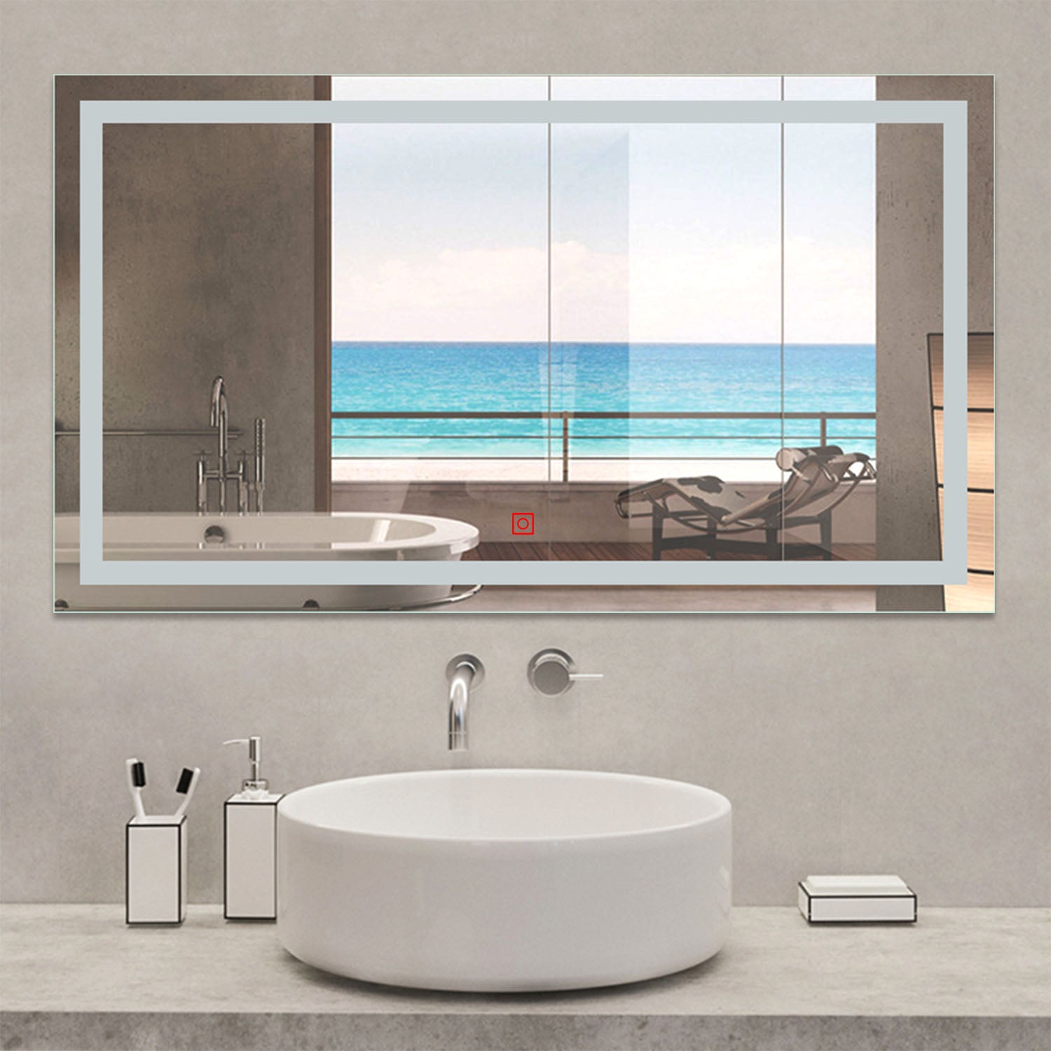 Bathroom Mirror with LED Lights, Anti Fog Touch Switch Vertical or horizontal