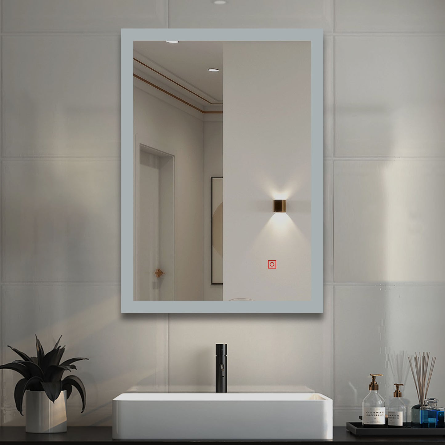 700x500mm LED Bathroom Mirror, Anti Fog Touch Switch Vanity Wall Mounted Vertical or Horizontal