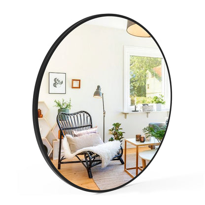 Round Mirror for Bedroom Bathroom, Home Decoration Black/Gold Metal Frame 40/50/60/70/80cm, Circle