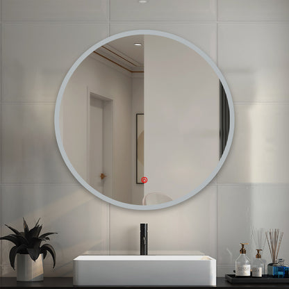 Led Illuminated Bathroom Round Mirror Light Touch Demister Pad Wall Mounted 600x600mm