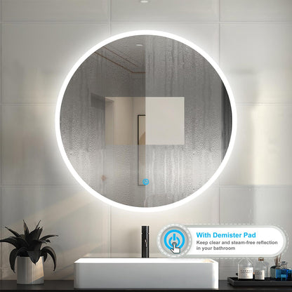 Led Illuminated Bathroom Round Mirror Light Touch Demister Pad Wall Mounted 800x800mm