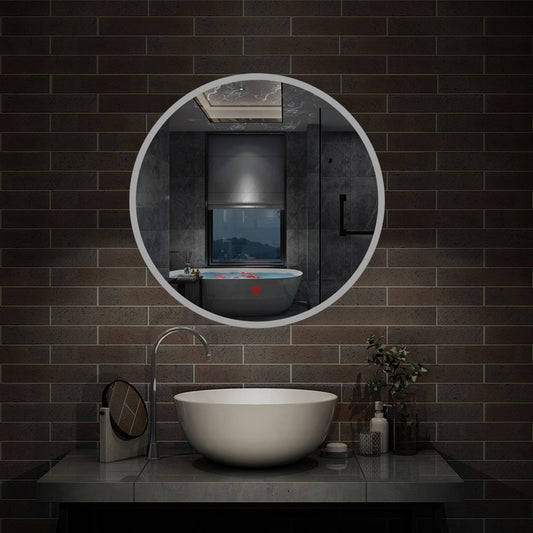Round Bathroom LED Mirror, Illuminated Light up Circle Mirror, 60cm
