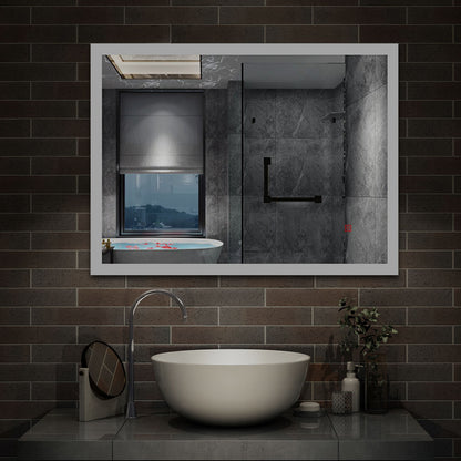 Bathroom LED Mirror 60x50cm, Demister Touch Switch Wall Mounted Vertical or Horizontal