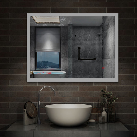 Bathroom LED Mirror 60x50cm, Demister Touch Switch Wall Mounted Vertical or Horizontal