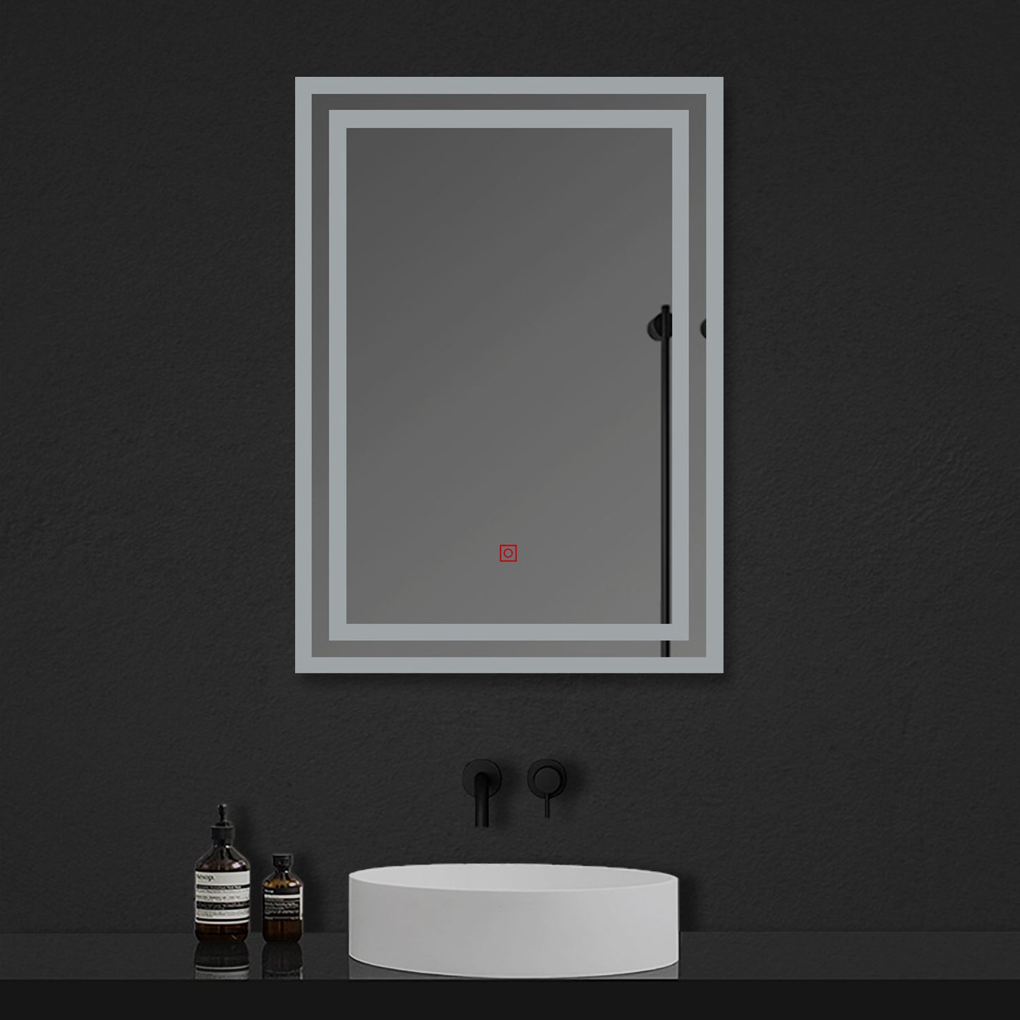 Bathroom Mirror with LED Lights, Demister Pad, 3 LED Modes, Brightness Memory, Touch Switch, 600x500mm