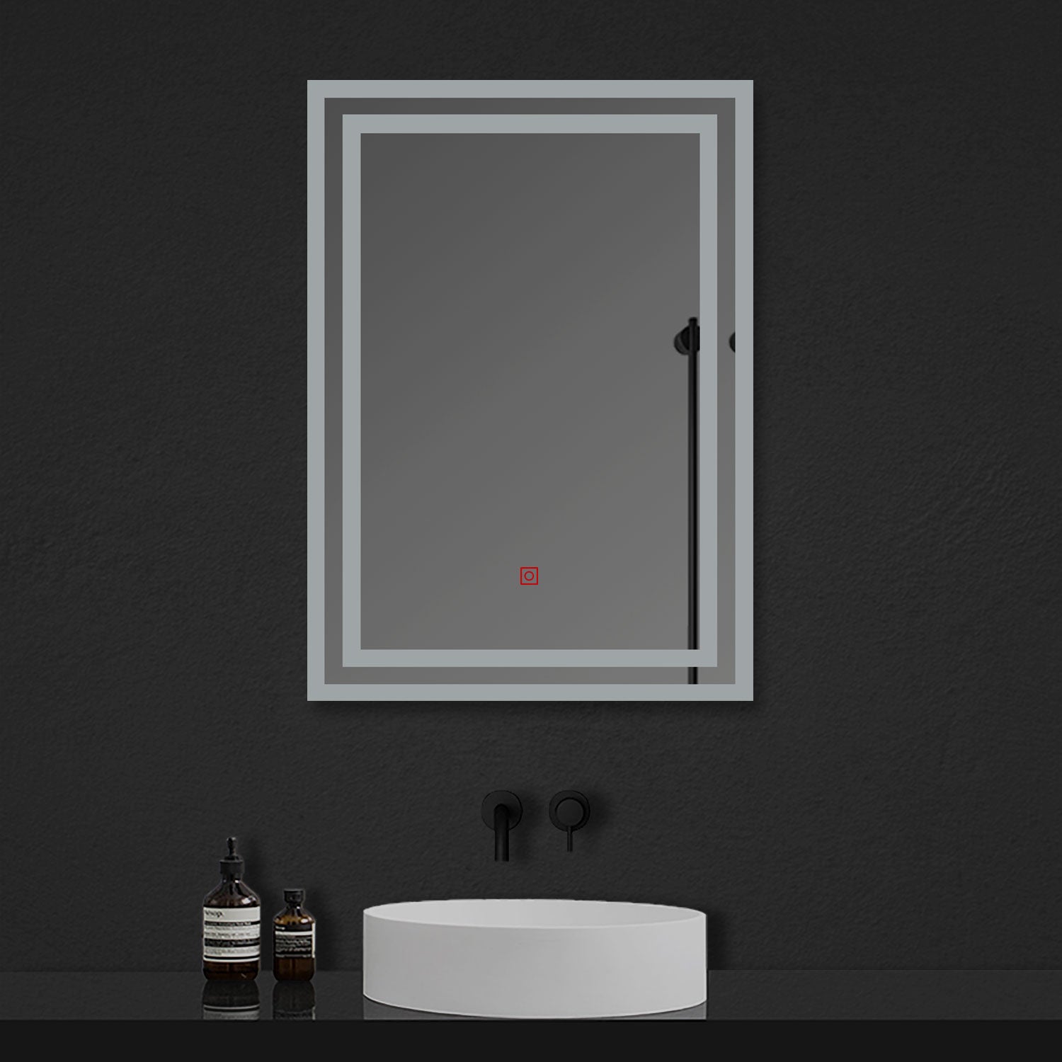 Bathroom Mirror with LED Lights, Demister Pad, 3 LED Modes, Brightness Memory, Touch Switch, 600x500mm