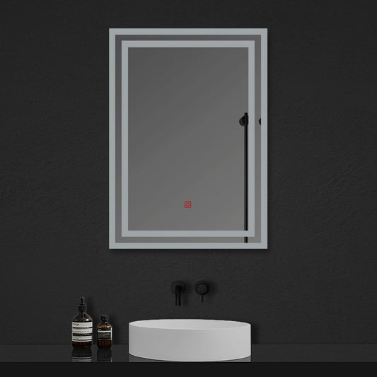Bathroom Mirror with LED Lights, Demister Pad, 3 LED Modes, Brightness Memory, Touch Switch, 600x500mm