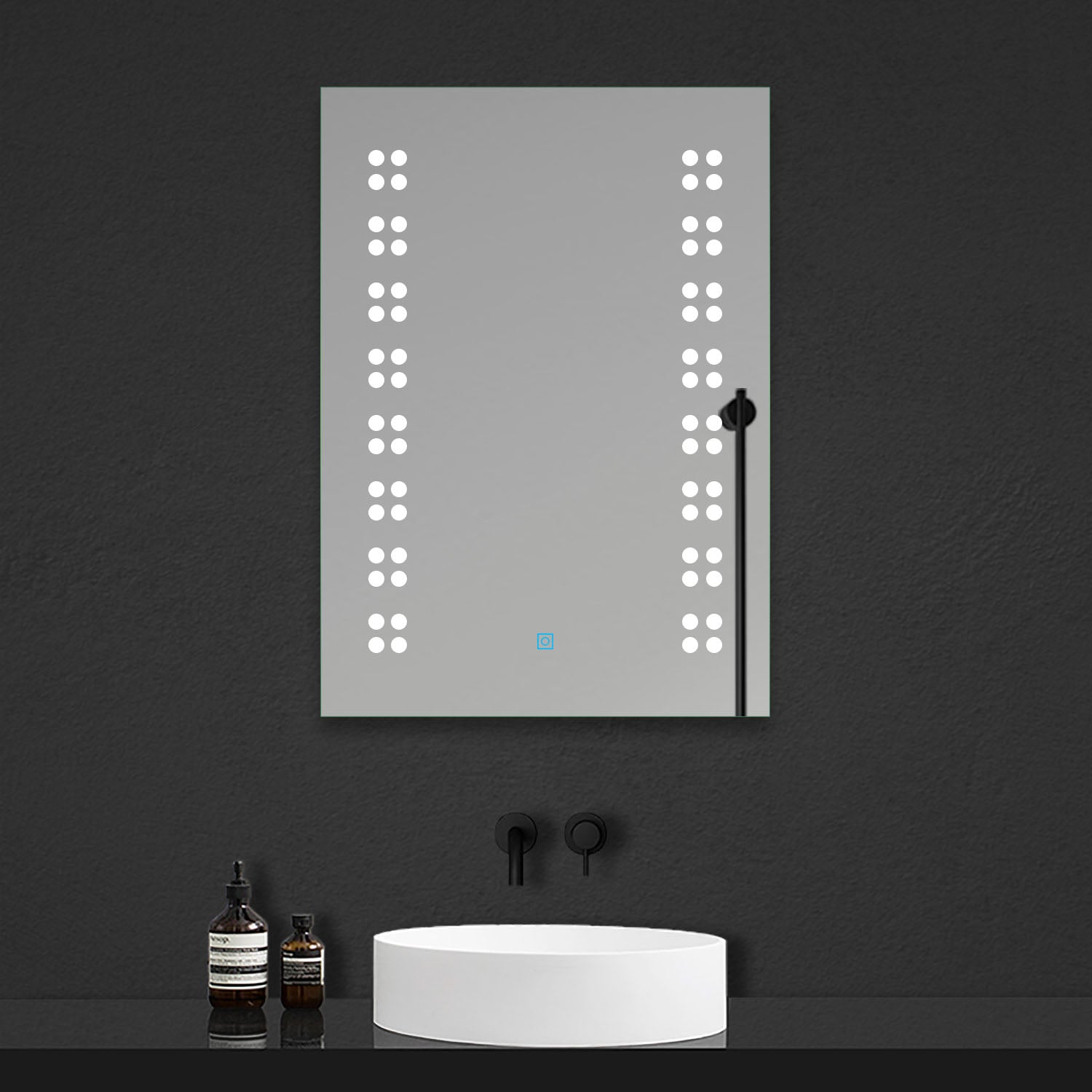 Bathroom Mirror with LED Lights, Single Touch Switch, Demister Pad, 500X700/700X500MM