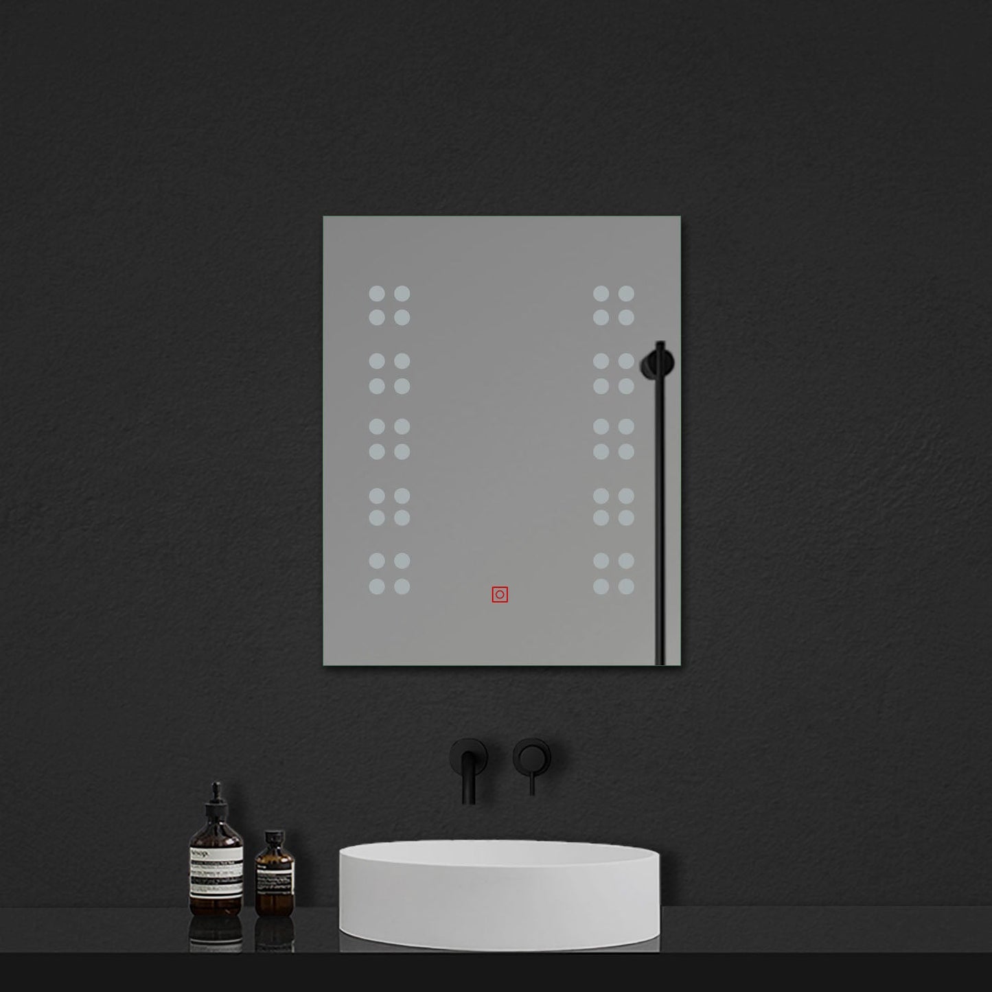 45x60cm Bathroom Mirror with LED Lights, Illuminated Mirror with Cool White Llight Touch Switch