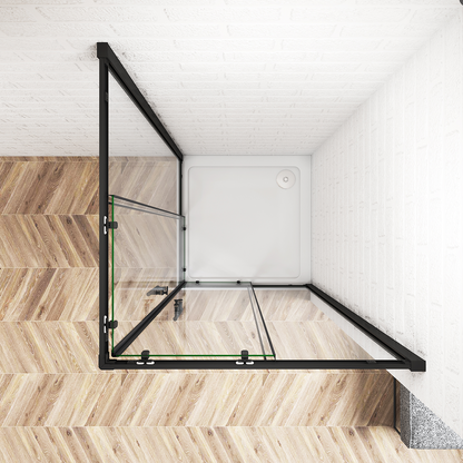 SKY Bathroom Corner Entry Shower Black Enclosure Sliding Door 70-100cm