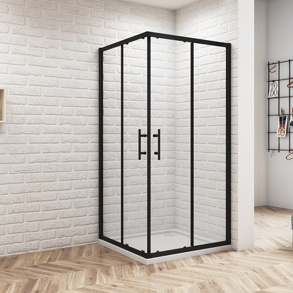 SKY Bathroom Corner Entry Shower Black Enclosure Sliding Door 70-100cm