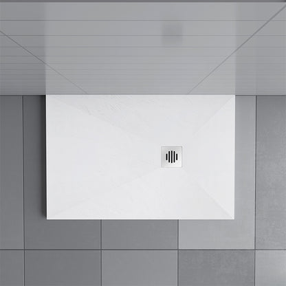 Slate Effect White Rectangle Shower Stone Tray