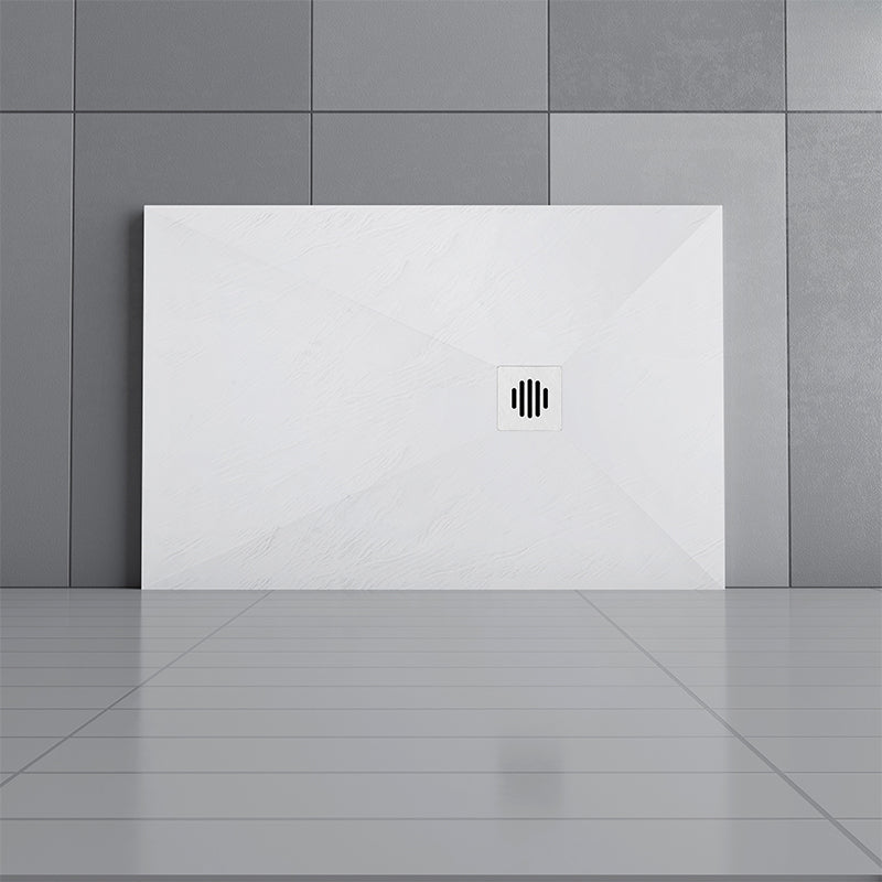 White Slate Effect Rectangle Stone Shower Tray