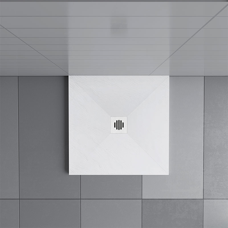 Slate Effect White Square Shower Stone Tray