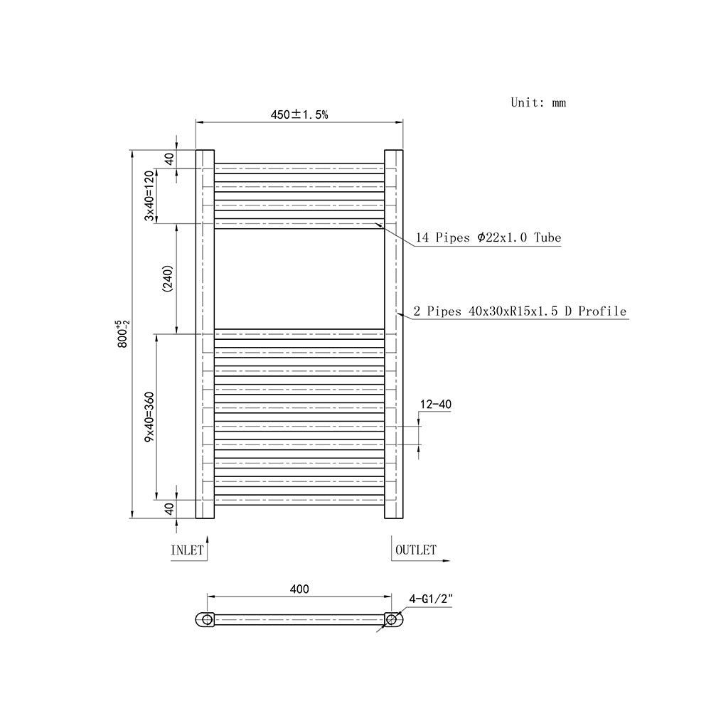 Central Heating Towel Rail Straight Ladder Radiator Warmer