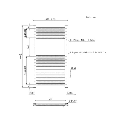 Central Heating Towel Rail Straight Ladder Radiator Warmer