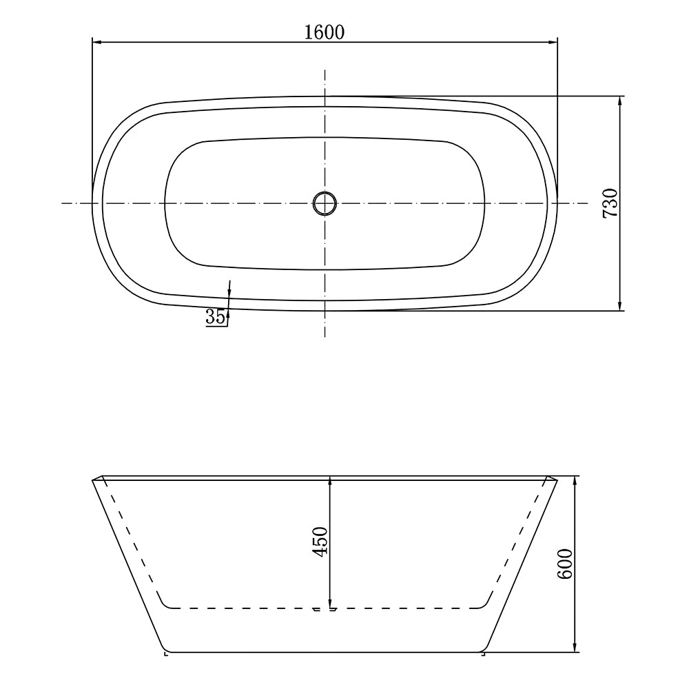 SKY 1600x730mm Freestanding Bathroom Bath Shower Bathtub