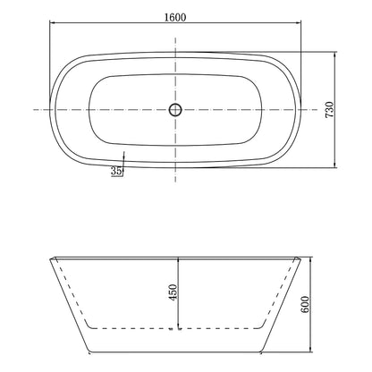 SKY 1600x730mm Freestanding Bathroom Bath Shower Bathtub