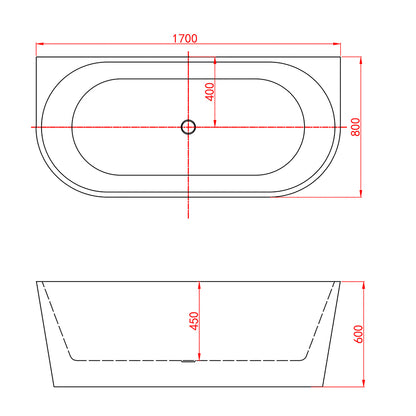 SKY Bathroom 1700x800mm Freestanding Double Ended Bath Shower Bathtub