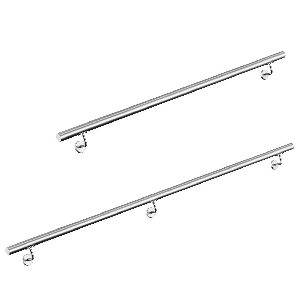 SKY 304 Stainless Steel Wall Mount Handrail, Brushed Silver Stair Railing