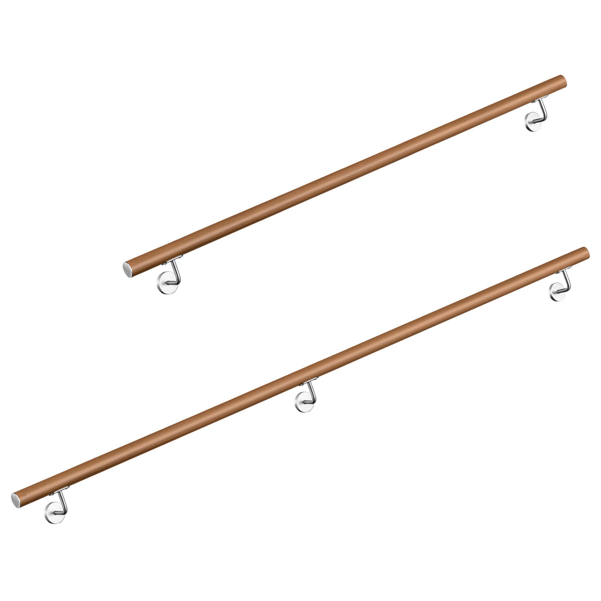 SKY 304 Stainless Steel Wall Mount Handrail, Wood Grain Finish