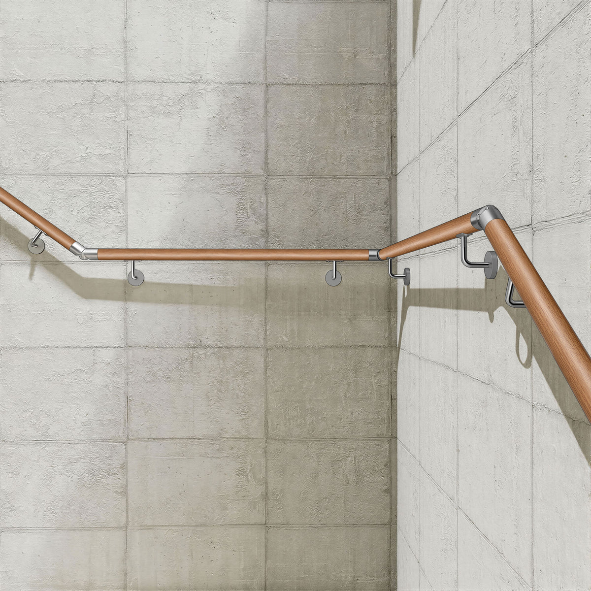 SKY 304 Stainless Steel Wall Mount Handrail, Wood Grain Finish