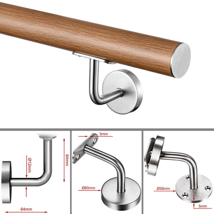 SKY 304 Stainless Steel Wall Mount Handrail, Wood Grain Finish