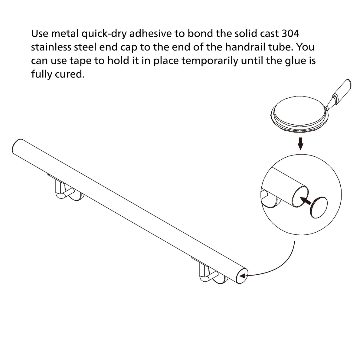 SKY 304 Stainless Steel Wall Mount Handrail, Wood Grain Finish