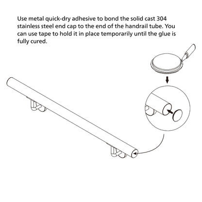 SKY 304 Stainless Steel Wall Mount Handrail, Wood Grain Finish