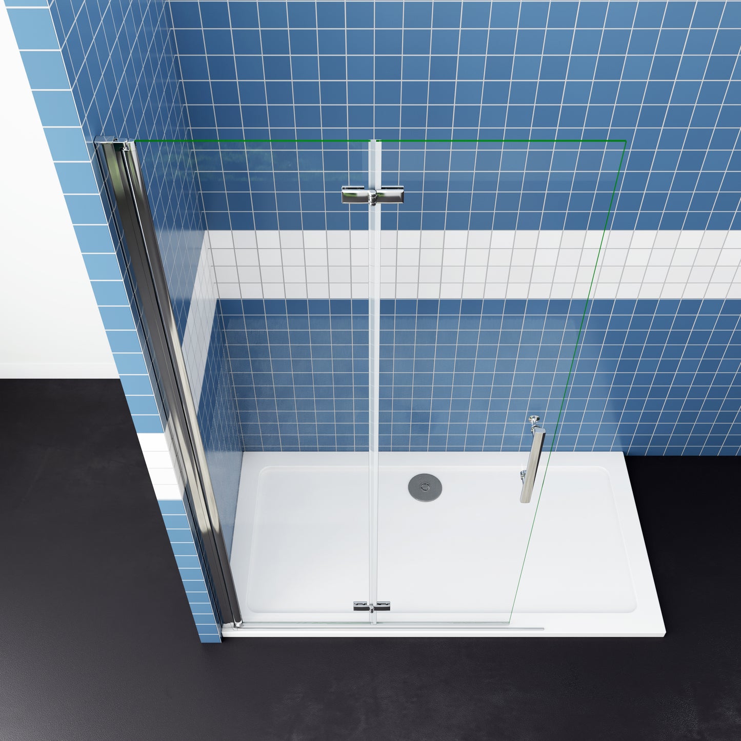 SKY Bathroom Pivot Bi fold Glass Walk in Shower Door