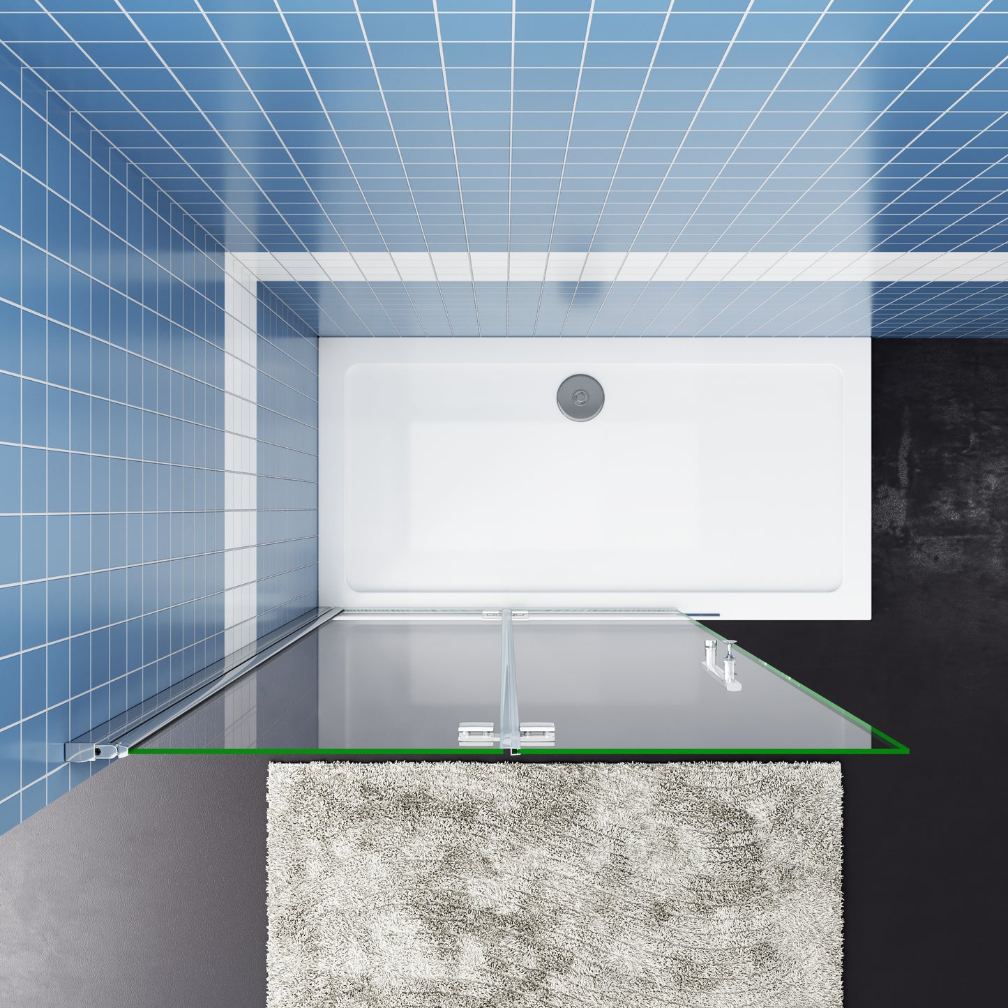 SKY Bathroom Pivot Bi fold Glass Walk in Shower Door