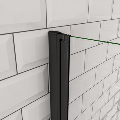 SKY Bathroom Black Hinge Pivot Shower Bi fold Glass Door
