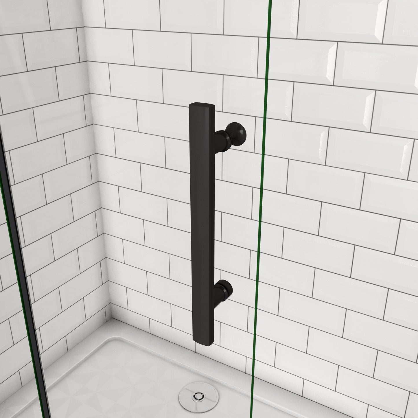 SKY Bathroom Black Hinge Pivot Shower Bi fold Glass Door