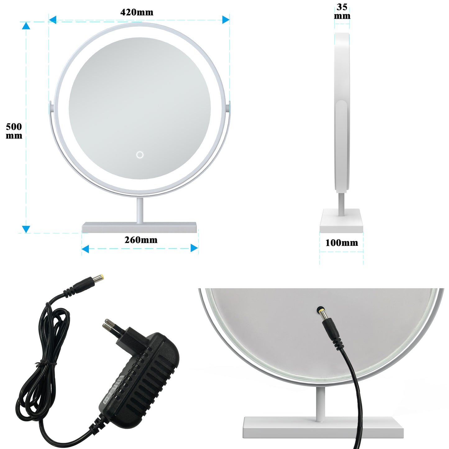 Hollywood Vanity Makeup Mirror 3 LED Light Modes, Dimmable, Touch Control, 360¡ã Rotation, Round Tabletop Mirror