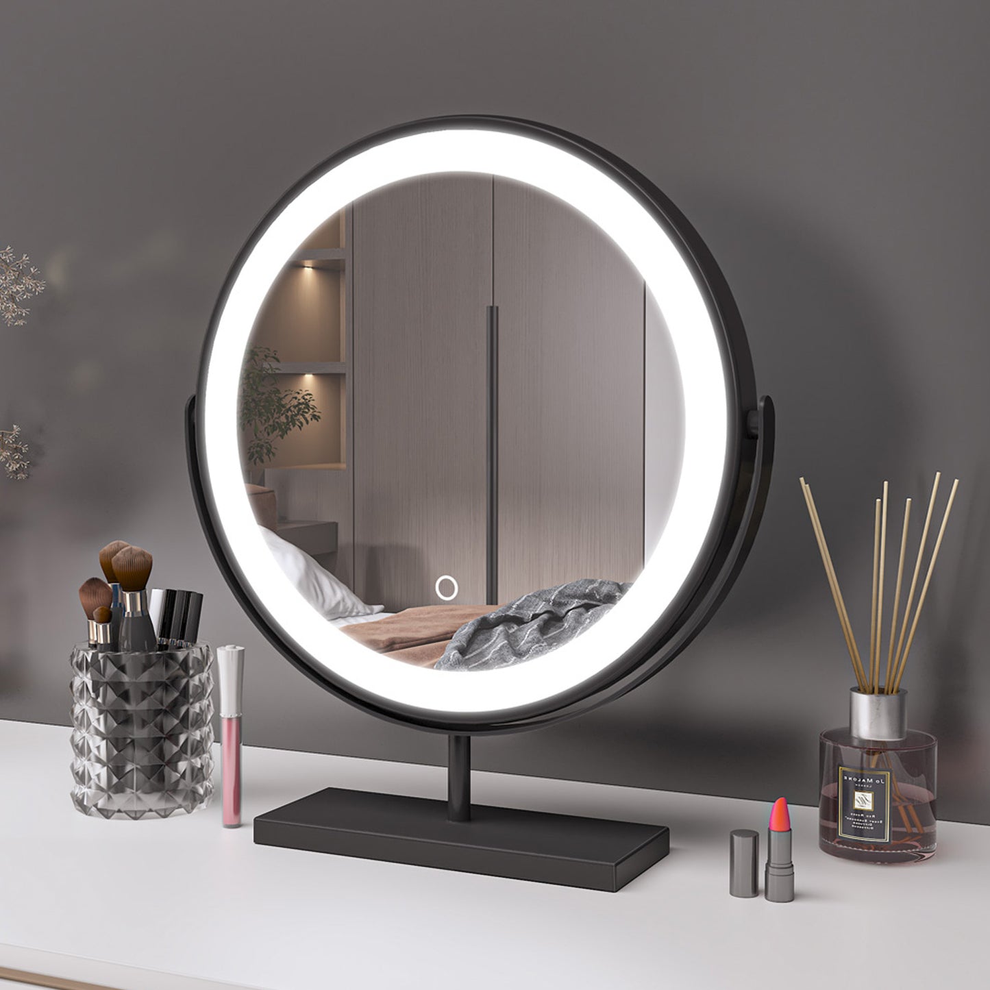 Hollywood Vanity Makeup Mirror 3 LED Light Modes, Dimmable, Touch Control, 360¡ã Rotation, Round Tabletop Mirror