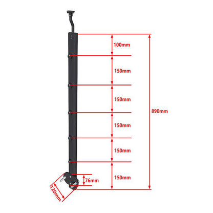 Aluminum 2x0.87m Black Handrail Steps/Stairs Side Walls Angle Mobility Adjustable