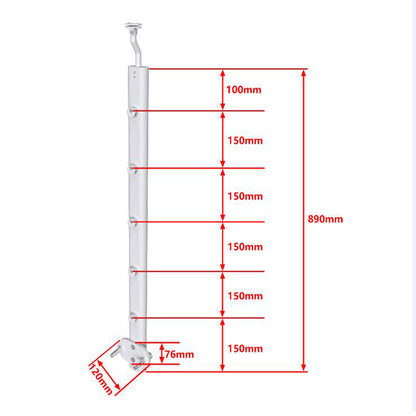 Silver Angle Mobility Aluminum Handrail suitable for Steps/Stairs Side Walls 2x0.87m