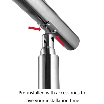 SKY Stainless Steel handrail with 3 crossbars Balustrade Stairs Outdoor Indoor