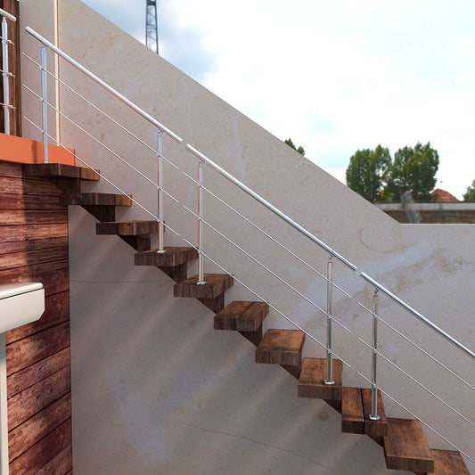 SKY Stainless Steel handrail with 3 crossbars Balustrade Stairs Outdoor Indoor