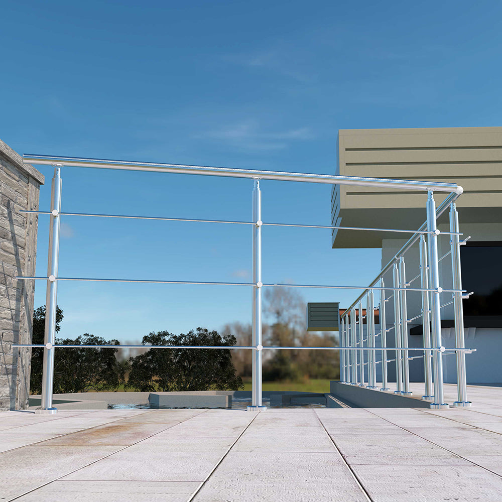 SKY Stainless Steel handrail with 3 crossbars Balustrade Stairs Outdoor Indoor