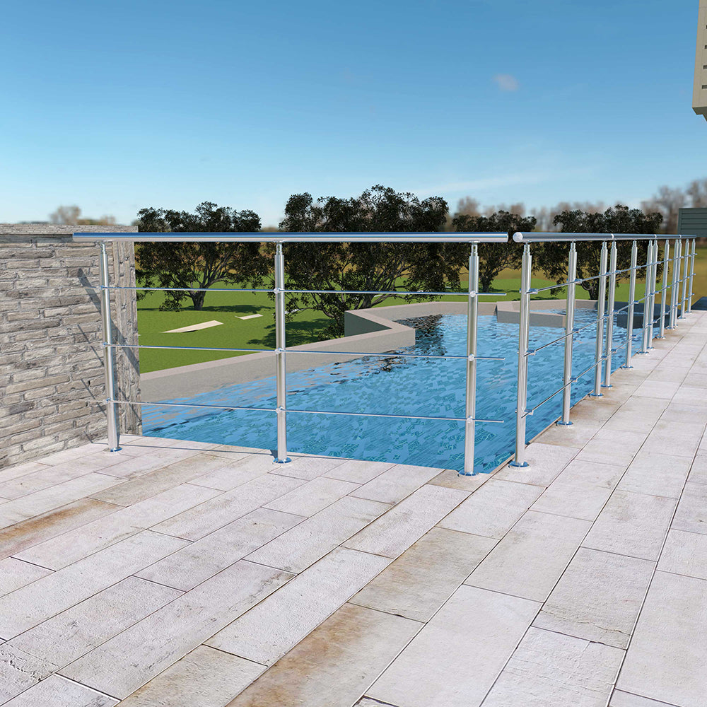 SKY Stainless Steel handrail with 3 crossbars Balustrade Stairs Outdoor Indoor