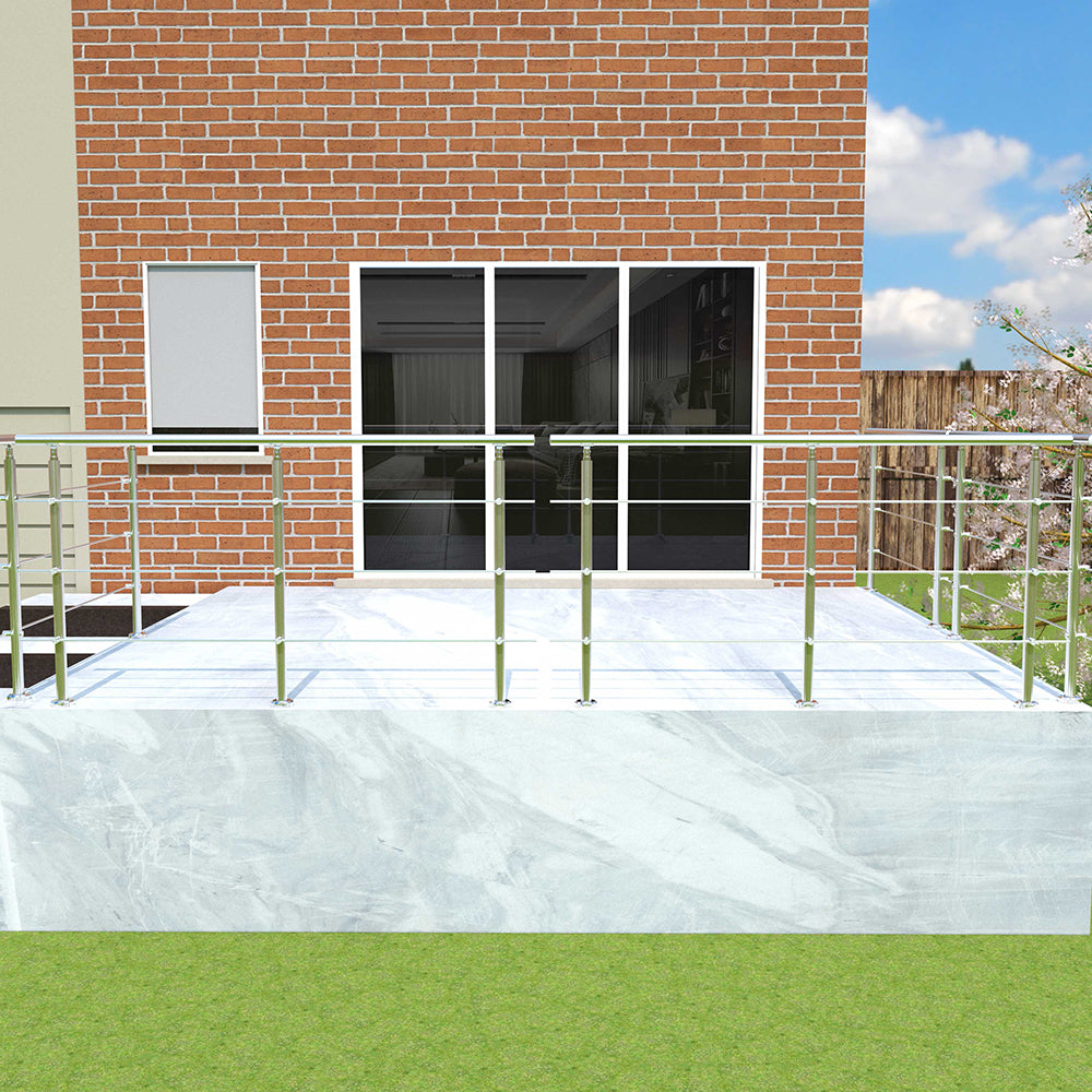 SKY Stainless Steel handrail with 3 crossbars Balustrade Stairs Outdoor Indoor